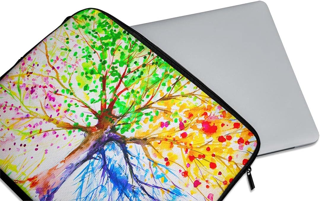 Design Skinz Abstract Colorful Watercolor Vivid Tree V3 13" Zipper Neoprene Sleeve Carrying Case Compatible with Acer, Asus, Dell, Lenovo, MacBook Laptops