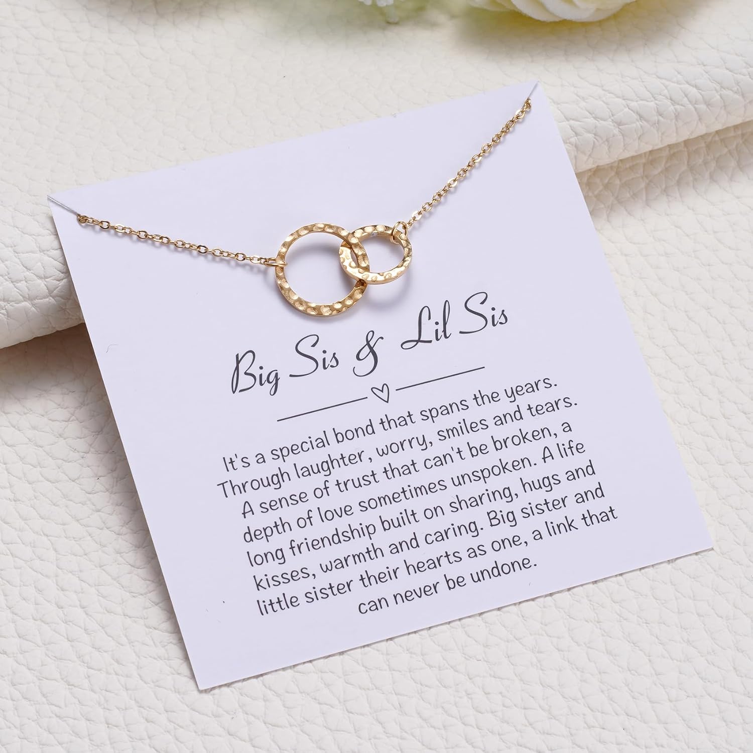 MIXJOY Big Sis Lil Sis Interlocking Circles Necklace Gifts for Women Girls, Best Sister w/Message Card Birthday Jewelry - Image 6