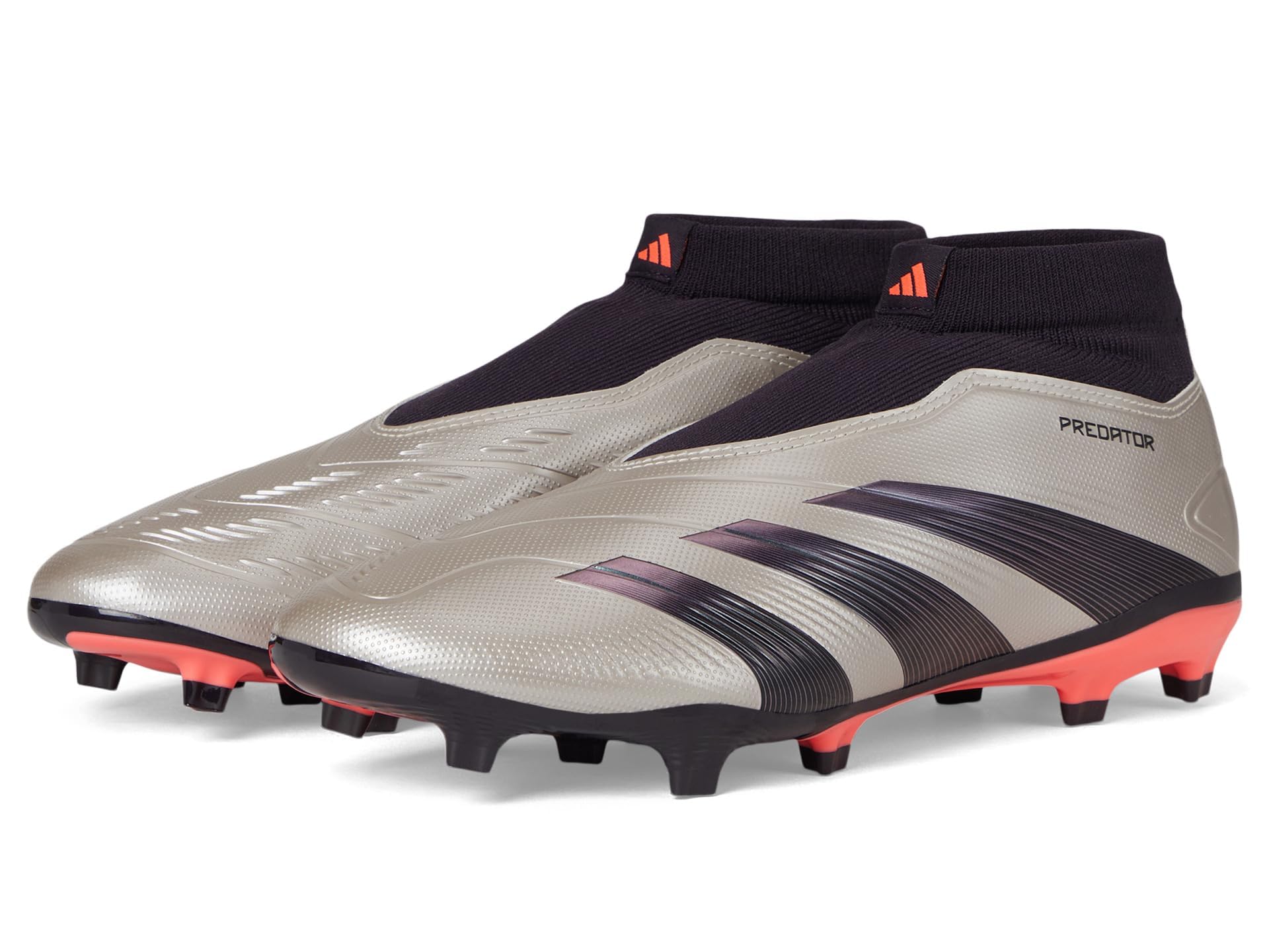 adidas Unisex Predator League Laceless Firm Ground Sneaker, Platin Metallic/Aurora Black/Turbo, 10 US Men