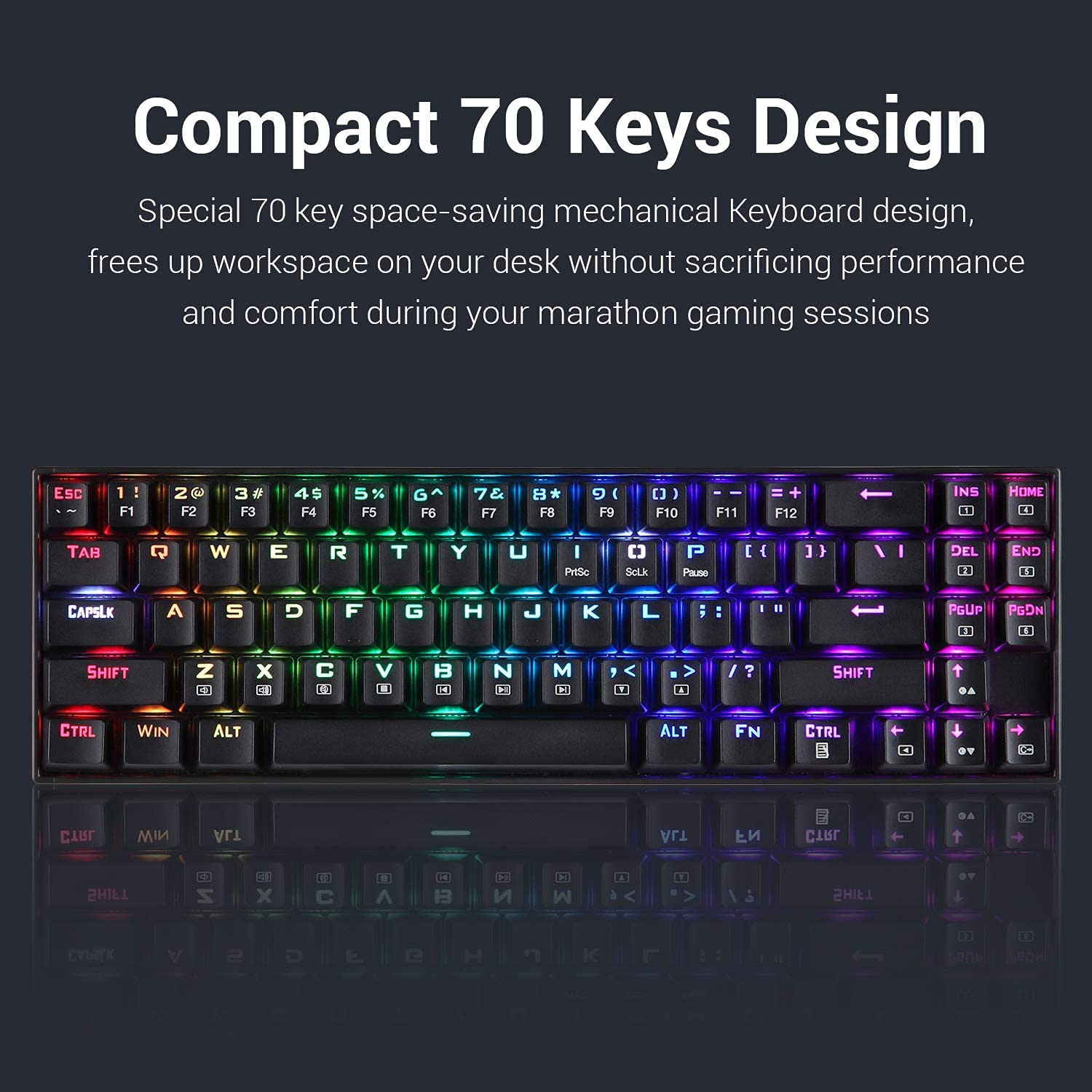 Redragon K599 Diemos TKL RGB Backlit Wired/2.4Ghz Wireless Anti - Ghosting Mechanical Gaming Keyboard with Red Switch (Black) (K599) — Amazon image 4