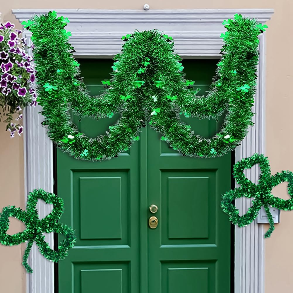 Guirlande Saint-Patrick 10 M - Trèfles Verts Métalliques - Décoration Fête Intérieur/extérieur - Irlande