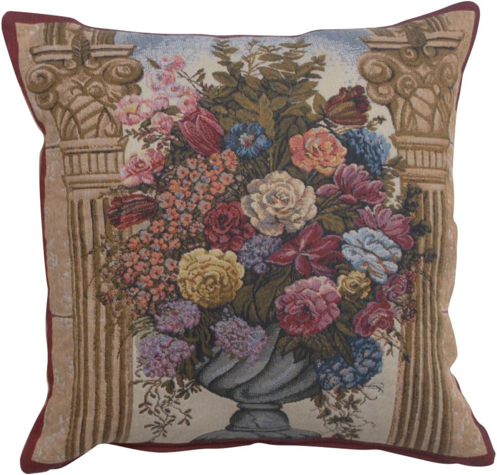 Floral in Arch Belgian Tapestry Cushion – 17 in. x 17 in. Cotton by Charlotte Ho…