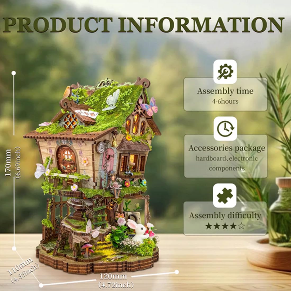 Drewniane puzzle 3D dla dorosłych do budowania, podświetlany domek na drzewie, drewniany książeczka, miniaturowy dom, DIY, zestaw modeli montażowych, kreatywna dekoracja domu i biura, prezent (137+