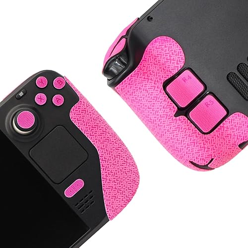 Controller Grip for Steam Deck,Textured Skin kit,for Steam Deck Anti-Skid Sweat-Absorbent Controllers Handle Grips, Buttons (Normal-Fluorescent Pink)