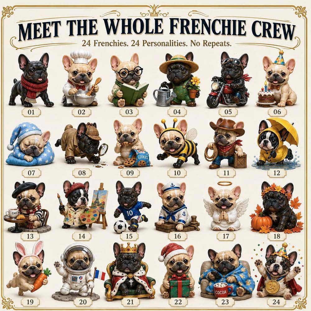2026 Calendario dell'Avvento Bulldog Francese, Tema Cane Countdown Natale，A
