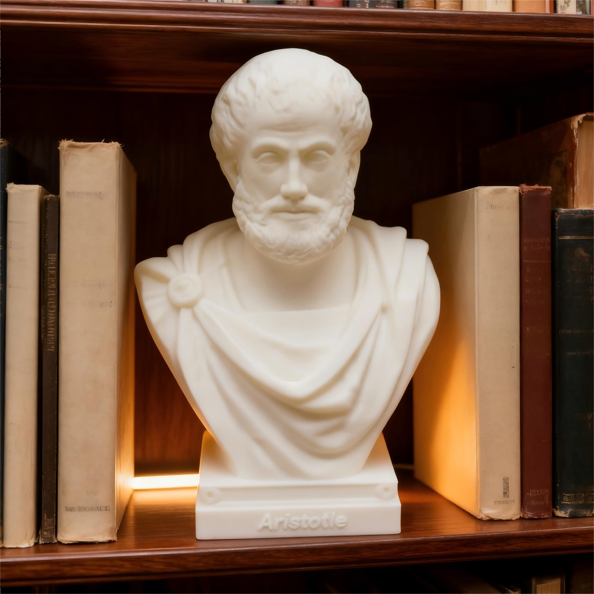 Dytartzx Aristotle Bust Statue 4 Inch 3D Printed Greek Philosopher Sculpture Plaster Finish Desk Bookshelf Home Office Decor White Resin Art Figurine Gift