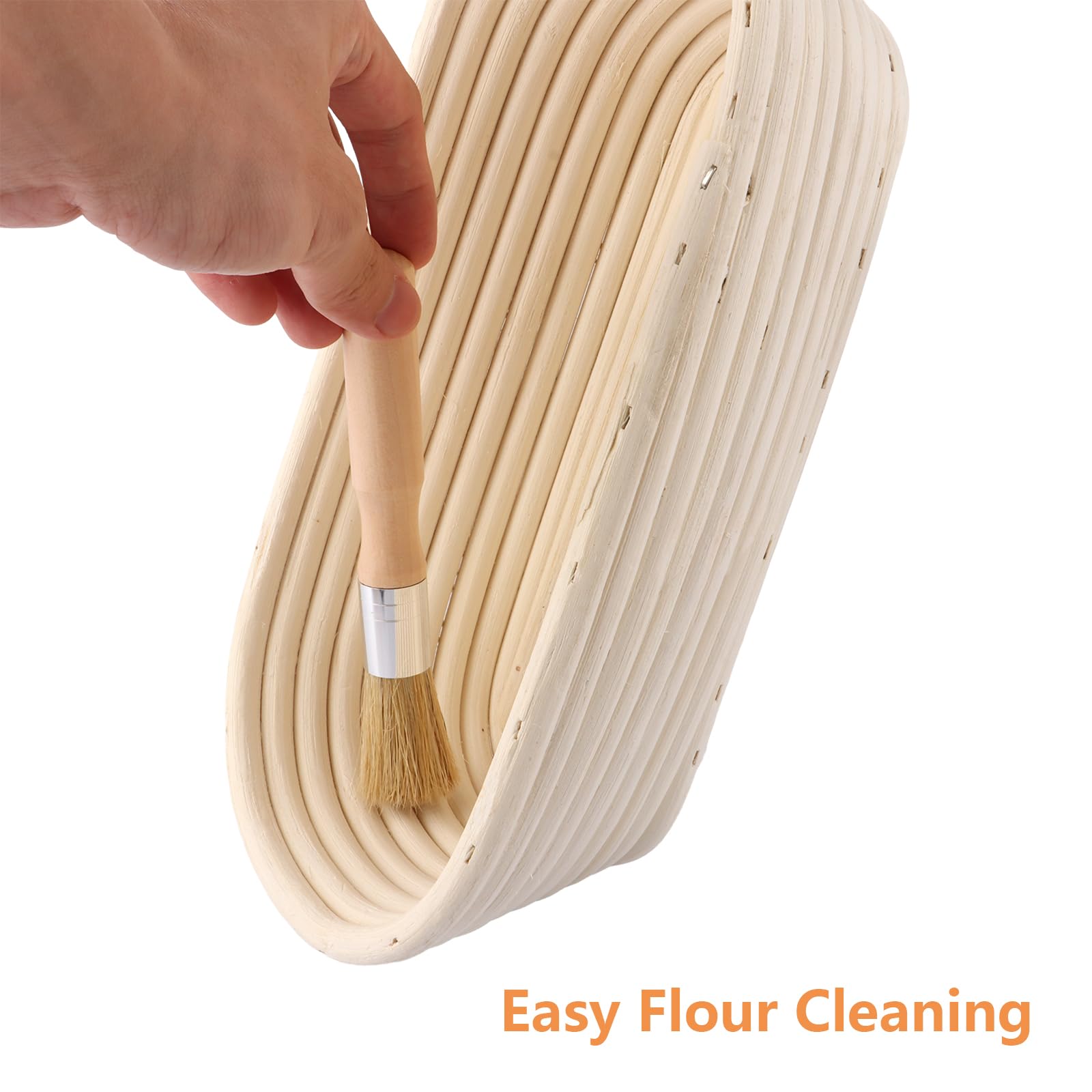 Lot De 2 Paniers De Fermentation Ovales 28cm En Rotin Avec Accessoires Pour Pain Maison