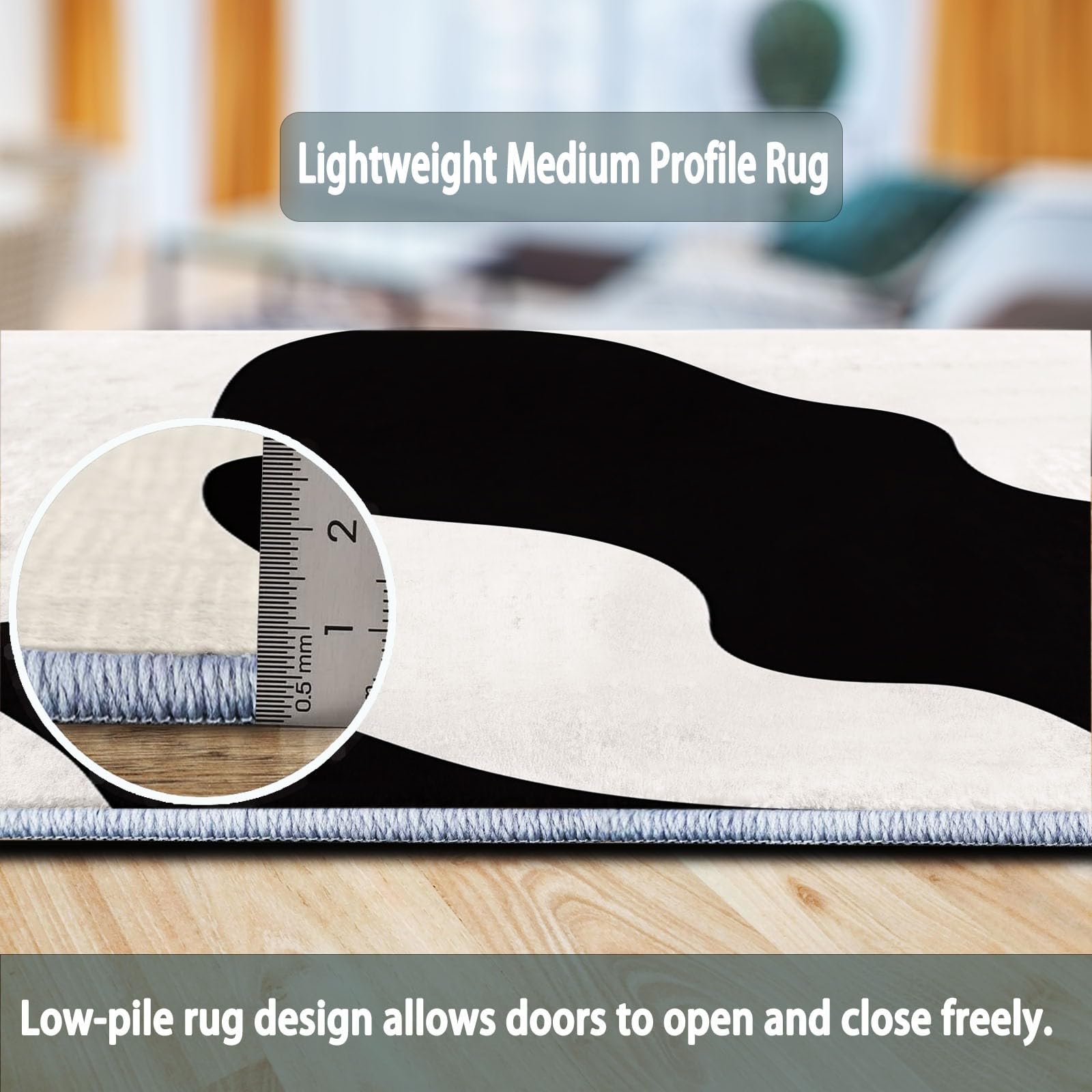 Tappeto Moderno Lavabile In Lavatrice – Pelo Corto Morbido E Antiscivolo, Ideale Per Soggiorno, Camera Da Letto, Sala Da Pranzo E Facile Da Pulire 100 X 150 Cm Strisce Macchie E Motivi Di Mucca