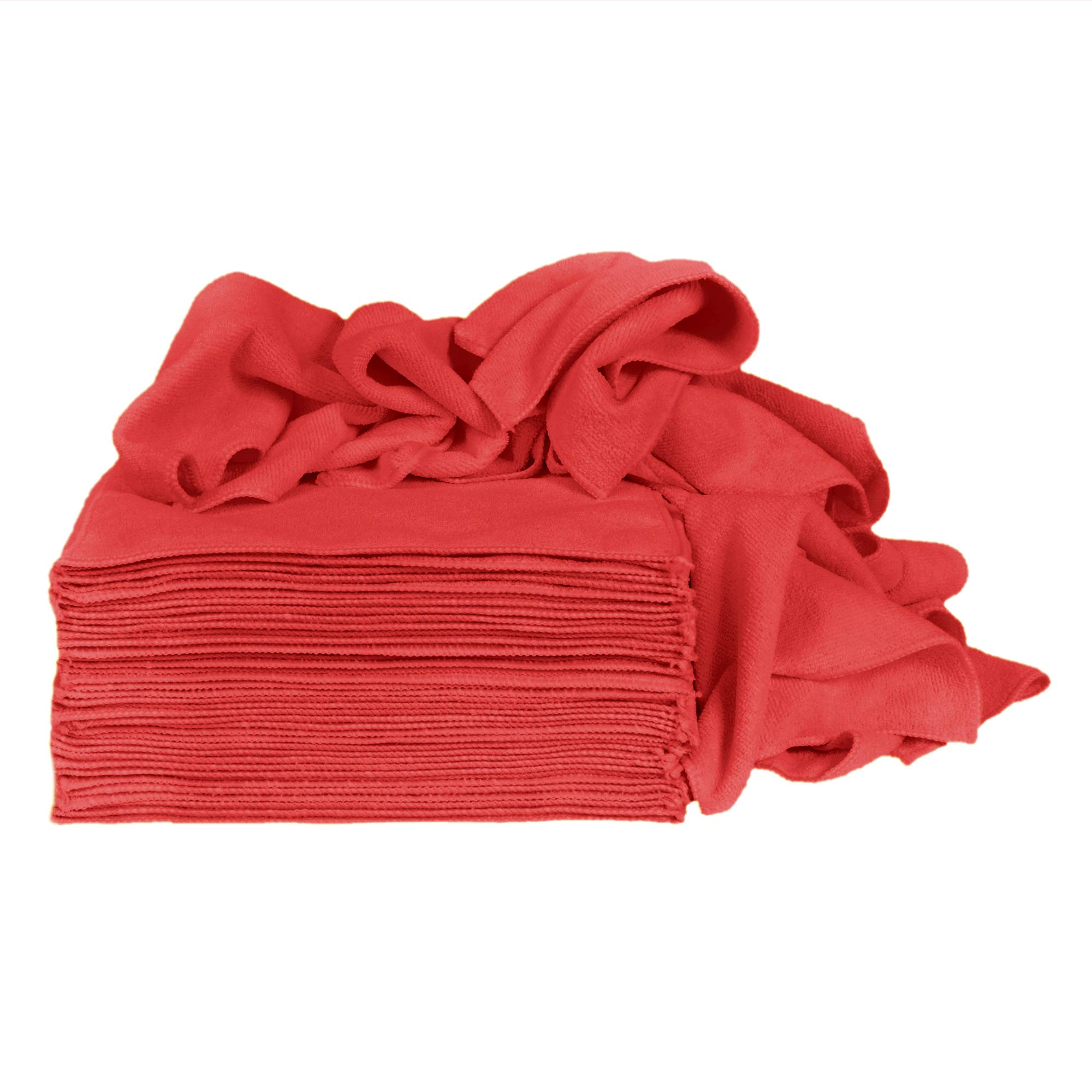 CleanAide Ręczniki do czyszczenia z mikrofibry, wielokrotnego użytku, niestrzępiąca się i chłonna ściereczka do kuchni i samochodu, 300 g/m², 30 x 30 cm, czerwony, 50 sztuk