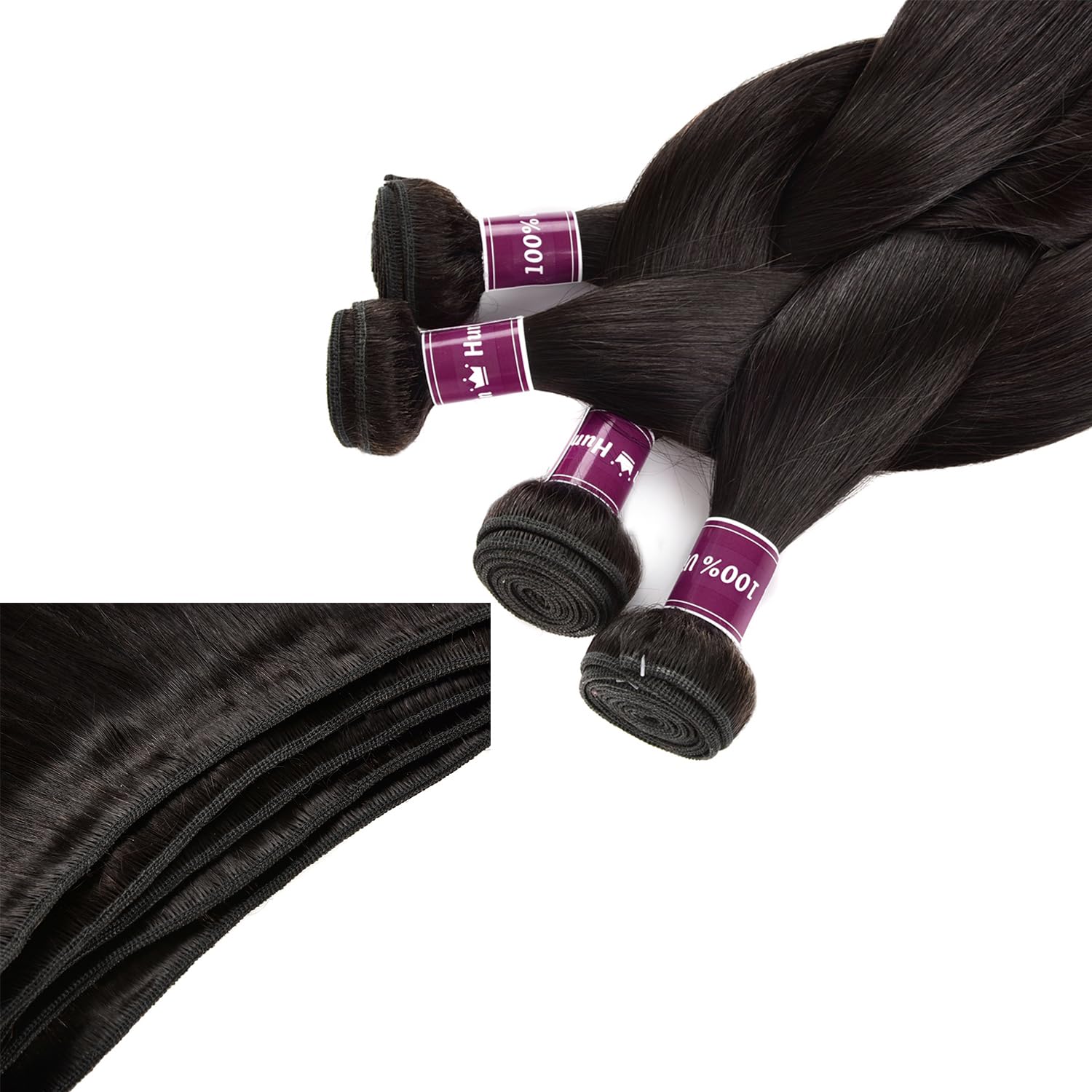 12A Brazilian Human Hair Extensions 16-20 Inch Straight Bundles 3 Pack Amazon.com : 12A Body Wave Bundles Human Hair 16 18 20 Inch  main image 4