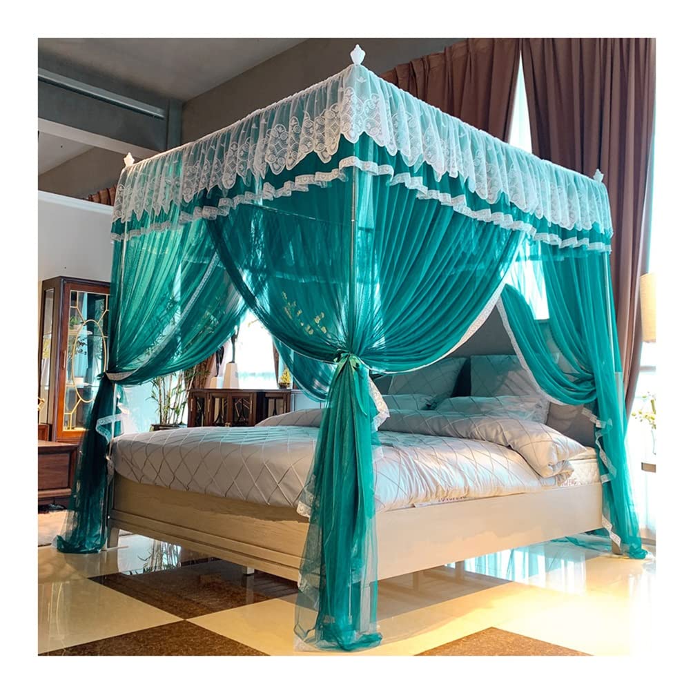 OKUOKA Zanzariera a baldacchino per Letto Estivo, Tenda per Letto di Lusso con Letto Queen King Twin con Supporto (Colore : Verde, Dimensioni : 180X200cm/71X79in)