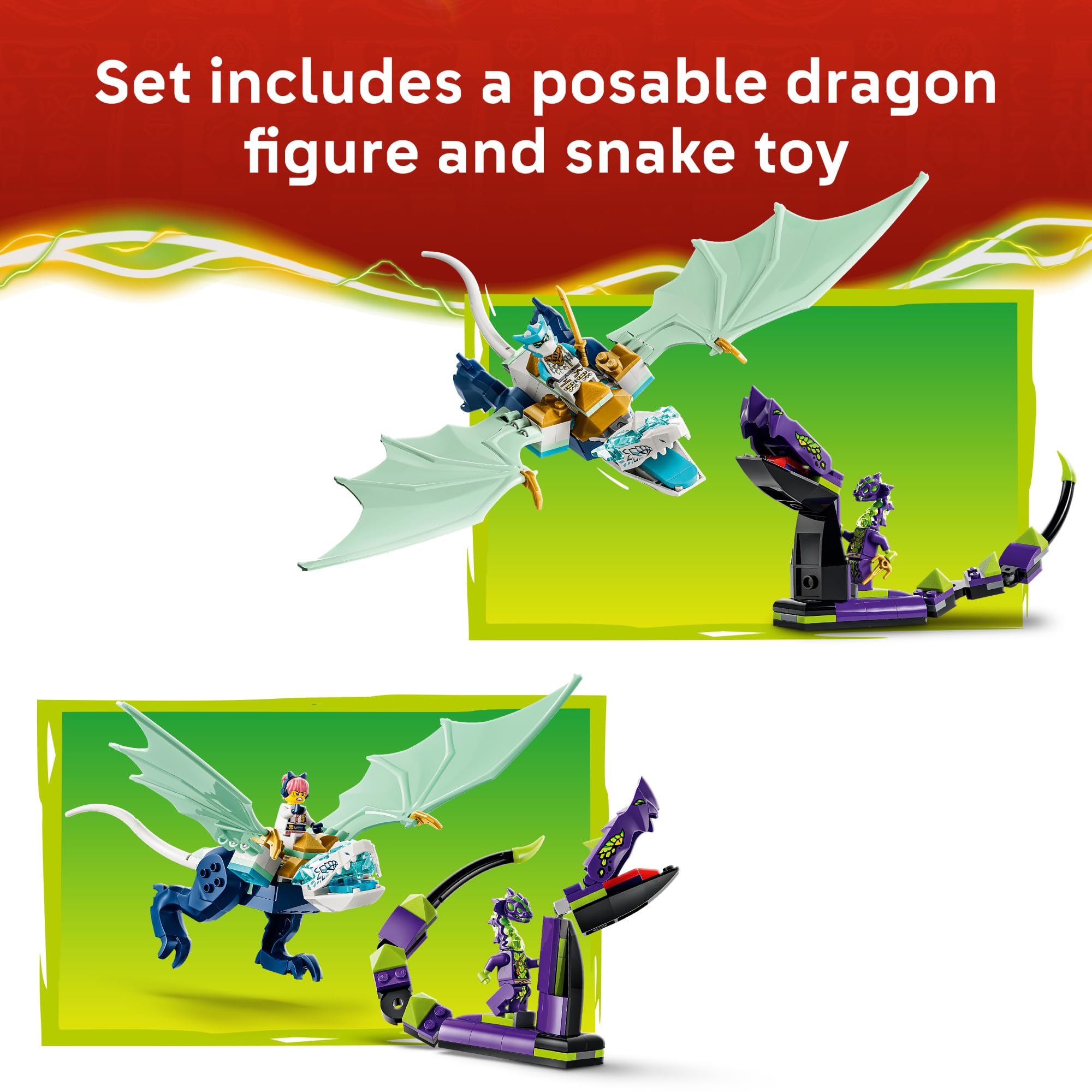 Amazon.com: LEGO NINJAGO Zane's Ice Dragon Battle 71865 | Building