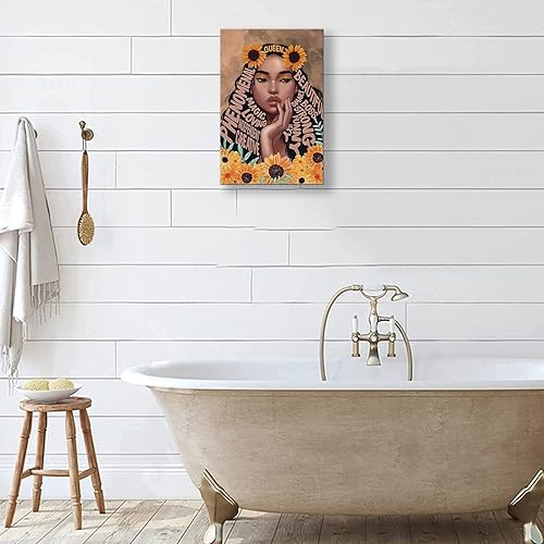 Miniatura 5 de Arte de pared para mujeres negras, arte de pared afroamericano, lienzo de baño para niñas negras, póster inspirador para niñas, lindas imágenes