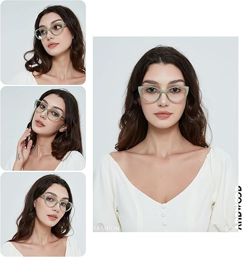Miniatura 10 de ANDWOOD Gafas de bloqueo de luz azul para mujer, bloqueo de luz azul, para computadora, ojo de gato, transparente, montura AR003