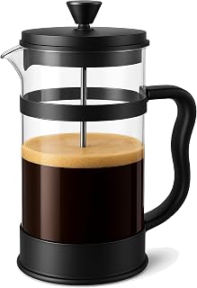 Utopia Kitchen 34oz Borosilicate Glass French Press - Heat-Resistant Coffee & Tea Maker with Stainless Steel Filter for Travel, Camping, Black