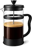 Utopia Kitchen Borosilicate Glass French Press Coffee Maker 34 Oz, Heat-Resistant Cafetiere & Tea Maker, Thickened Glass Coffee Press for Travel and Camping, Black 34-oz (Pack of 1) Black