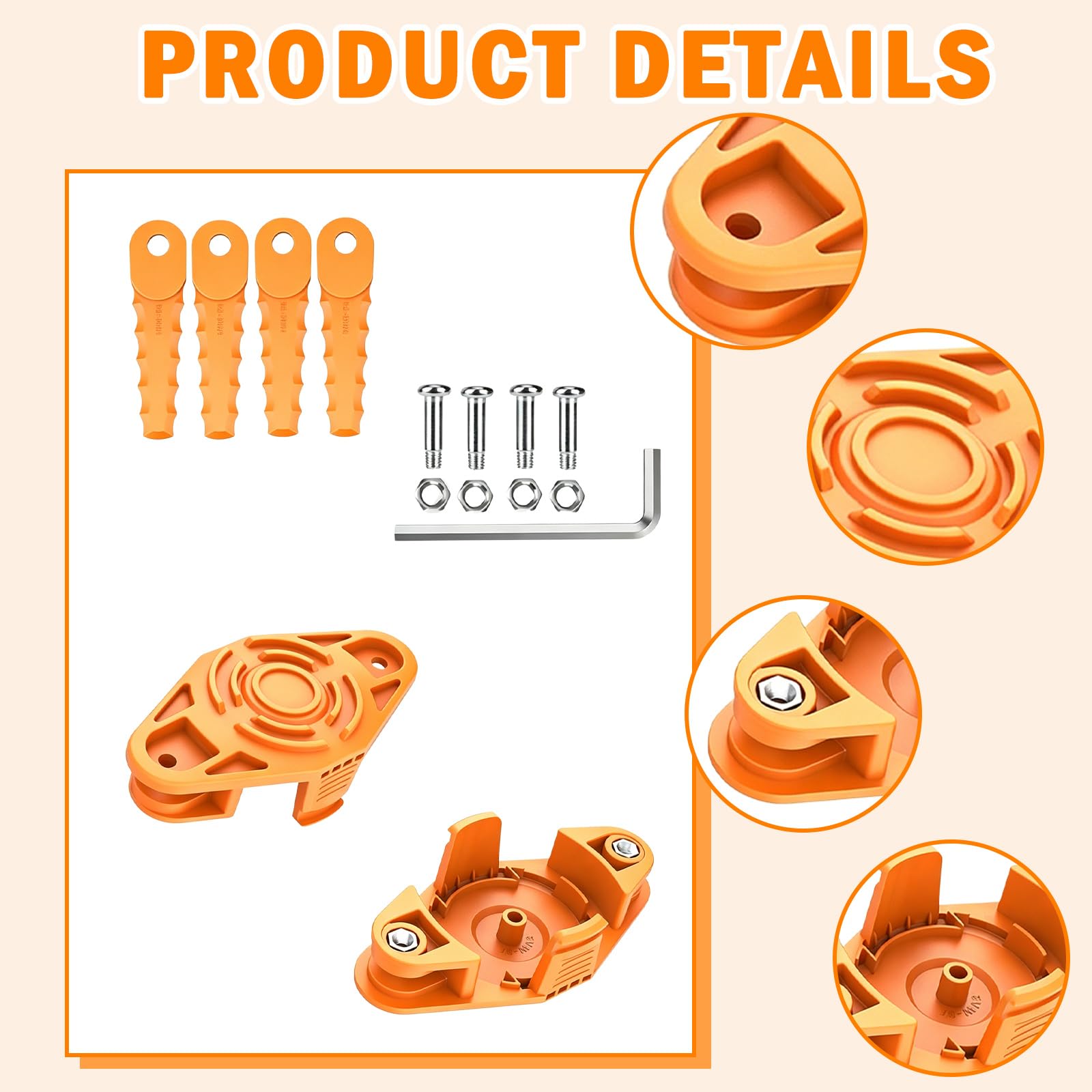 WA0004 WA0010 - Cuchilla de impacto para cortabordes Worx 20 V, batería WG169E, WG154E, WG157E, WG163E, WG122, WG150, WG151, WG152, accesorios para cuchillos de plástico, 24 hojas de alto rendimiento