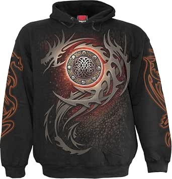 Spiral Stone Gaze Hoody Black - Gothic Cotton Hoodie For Men & Women - View #4