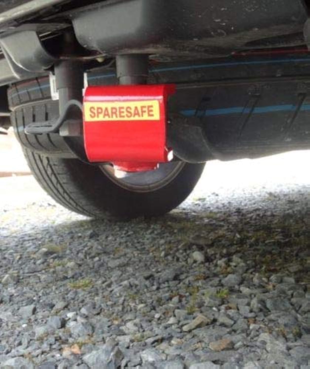 CampervanBits Campervan Accessories Sparesafe Security Device for T5 T6 & T6.1 Campervan Spare Wheel Anti-Theft Device Steel and Powder Coated Red Deterant Includes Bolts and Fitting Instructions