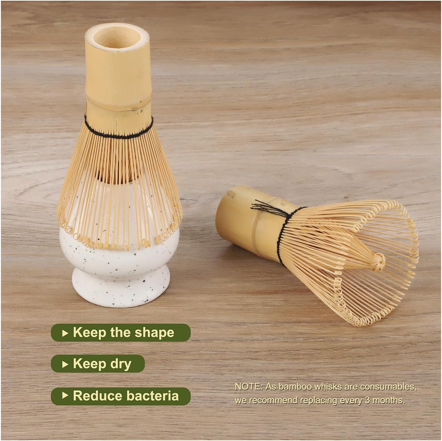 Mottled White Matcha Whisk Set, Ceramic Matcha Kit Set Includes Matcha Bowl, Matcha Whisk and Holder, Bamboo Scoop, Scoop Rest, Sifter and Tea Towel - 7 Pcs Matcha Kit for Matcha Lovers - Image 5