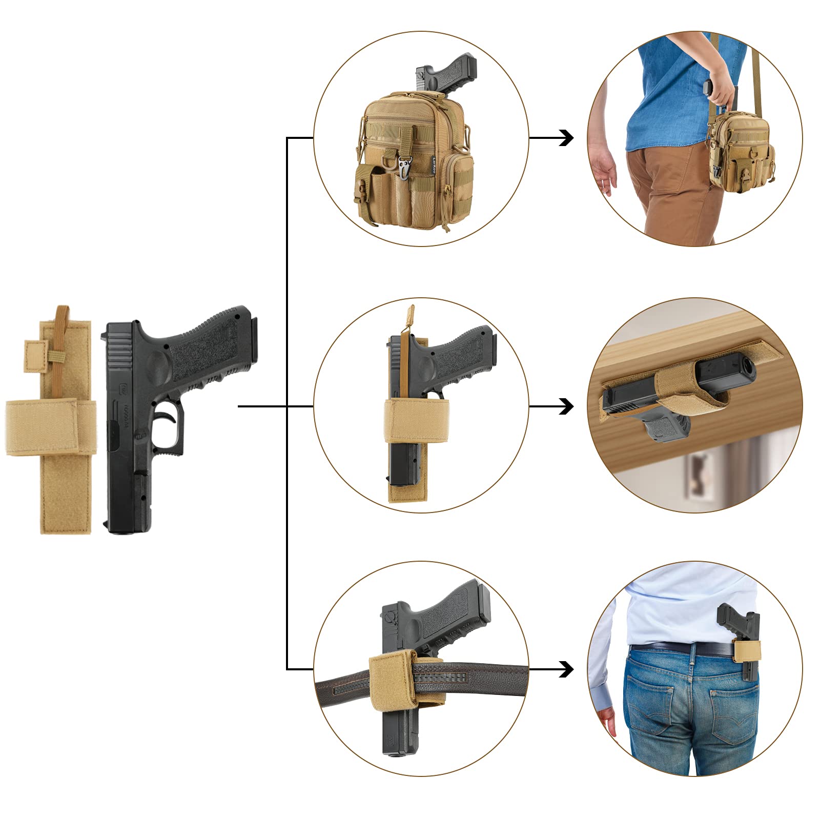 Buy LarKoo Tactical Handgun Shoulder Strap Messenger Bag Gun Ammo