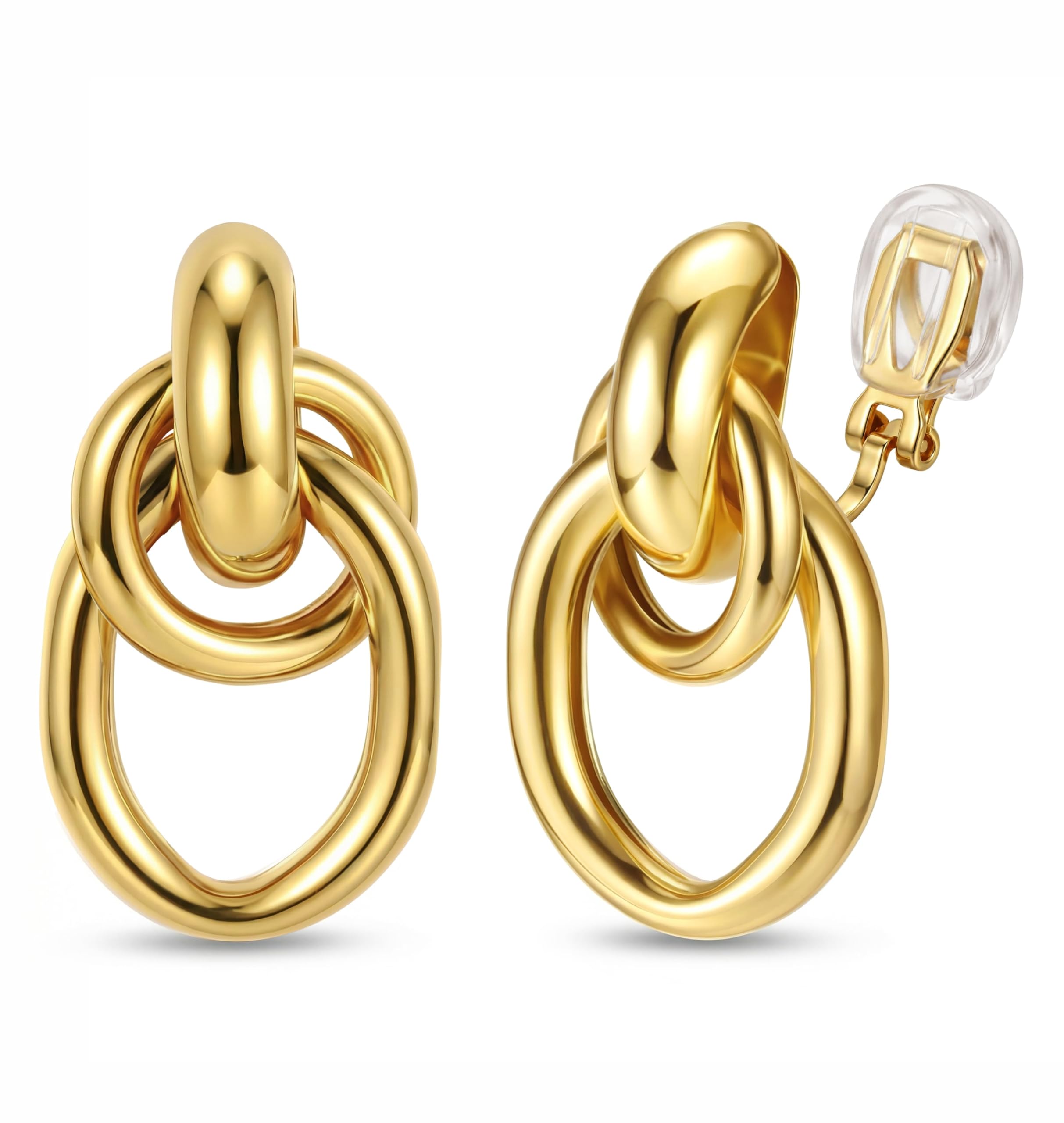 ORAZIO Clip On Earrings Women Geometric Statement Non Pierced Earrings