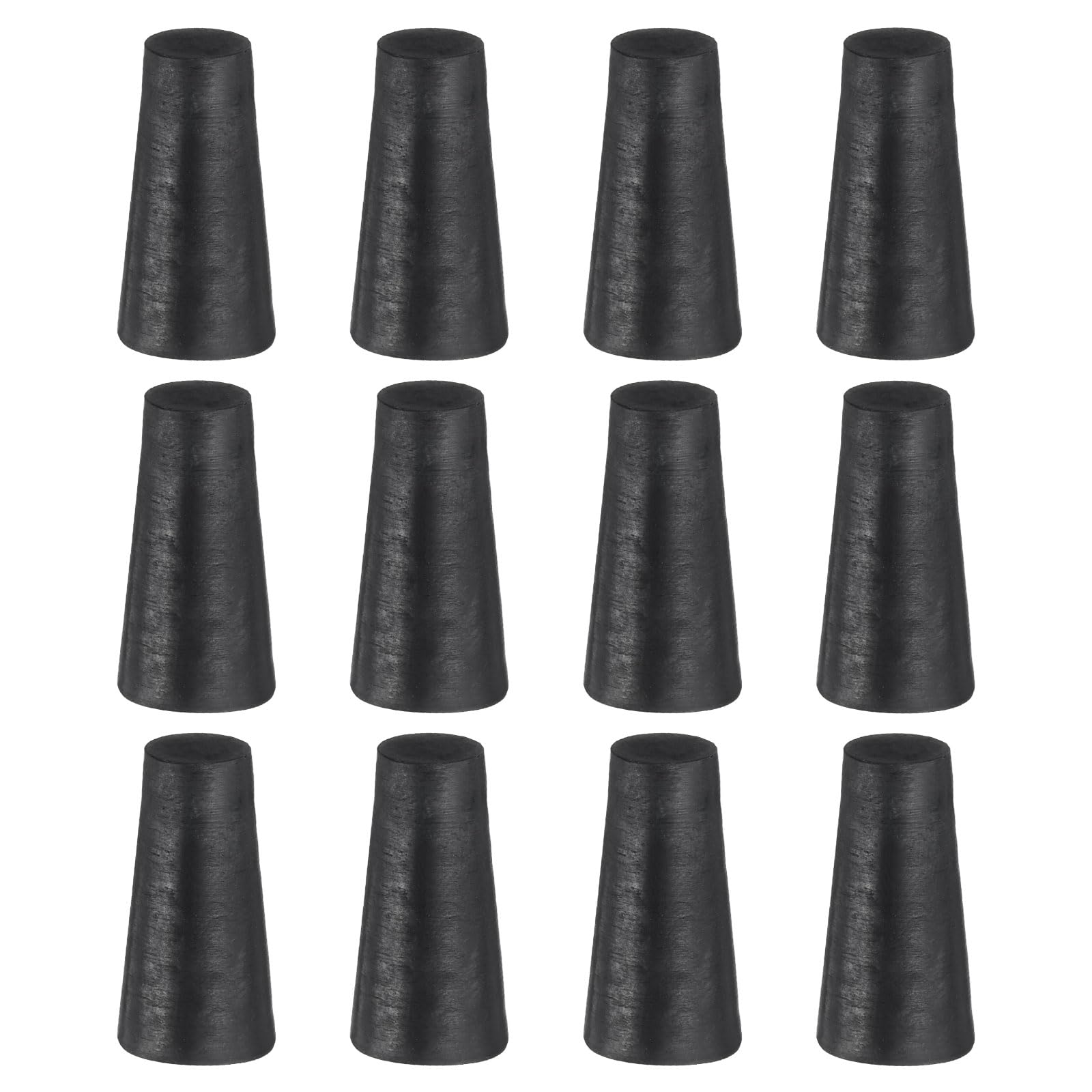 uxcell 12 Pcs Silicone Rubber Tapered Plug, 7mm to 11mm High-Temperature Solid Rubber Stoppers Silicone Plugs for Hole Plugs, Spraying, Coating, Painting Protection, Black, 20mm