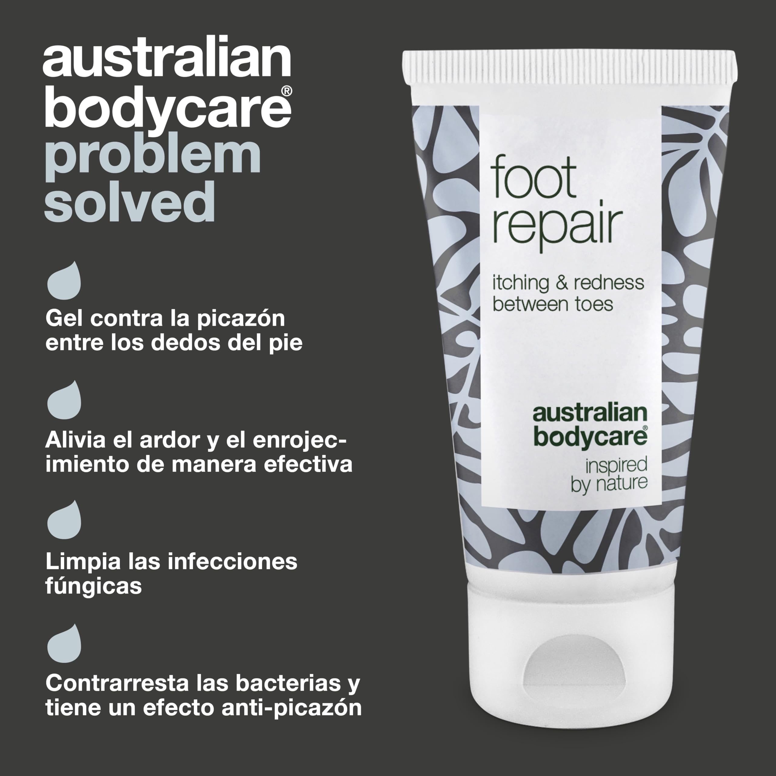 Tea Tree Oil Australian Bodycare Gel natural de reparación de pies para pedicura con pie de atleta y picazón, el ungüento actúa contra la picazón, ardor y enrojecimiento rápidos