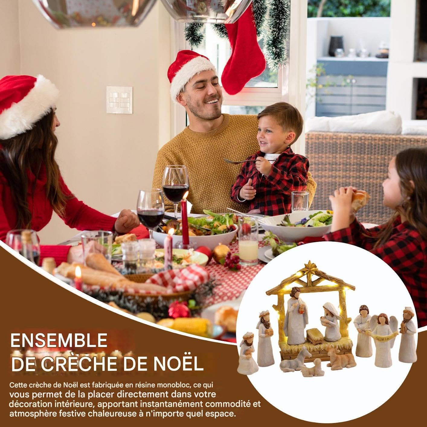 Set Crèche Noël Décorations Saisonnières Fournitures pour Fêtes