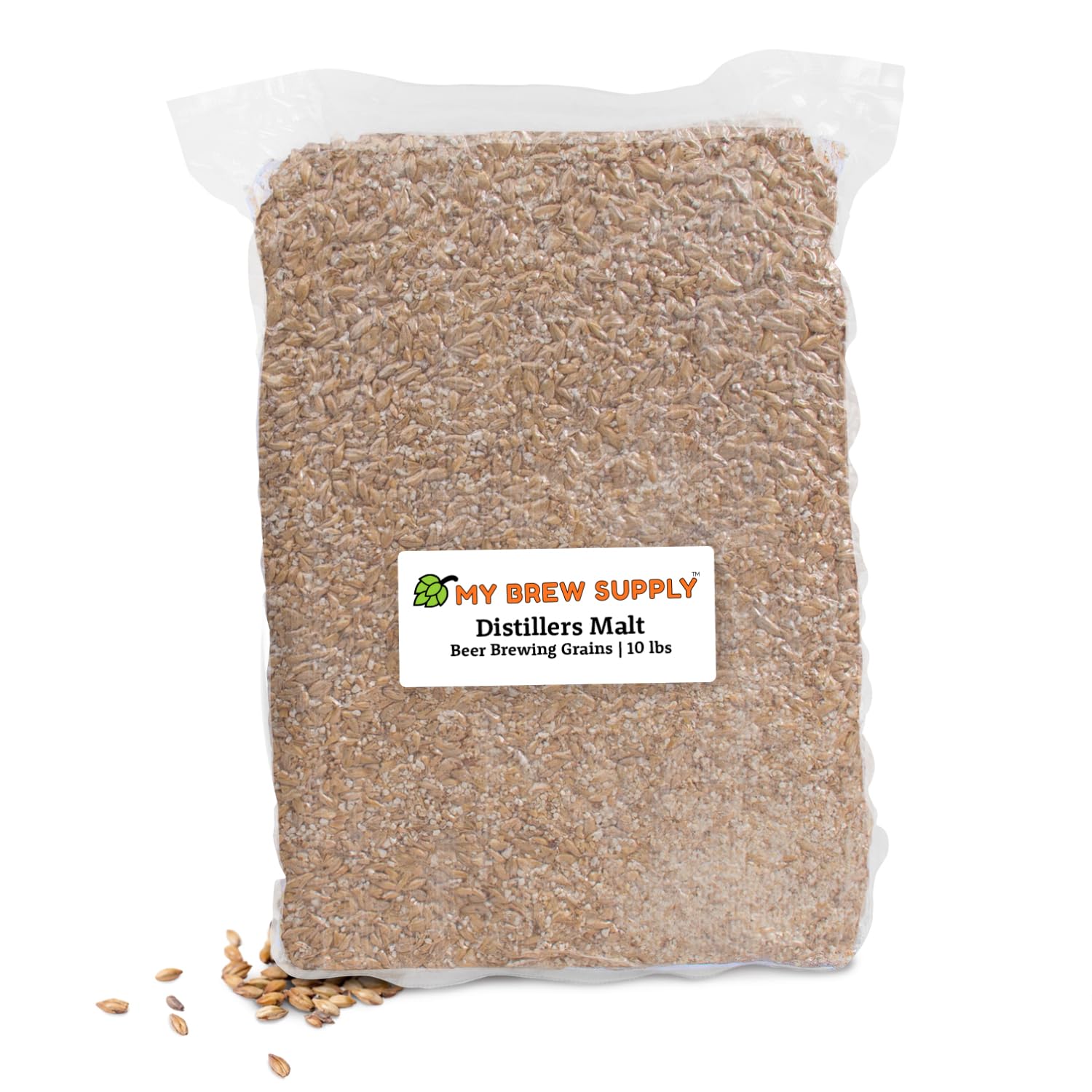 My Brew Supply Distillers 2-Row Malt Beer Making Grain | Brew Your Own Beers, Pilsners, and Ales with 2-Row Grains | Grown in The United States | 10lb (2.4L) Crushed Grain
