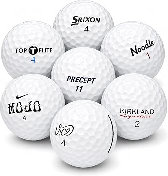 Afford-A-Ball Golf | 50 Pack | Recycled White Golf Balls Mix | Used Assorted Value Store Ball Brands | for Men and Women | Reused for Practice Or Play