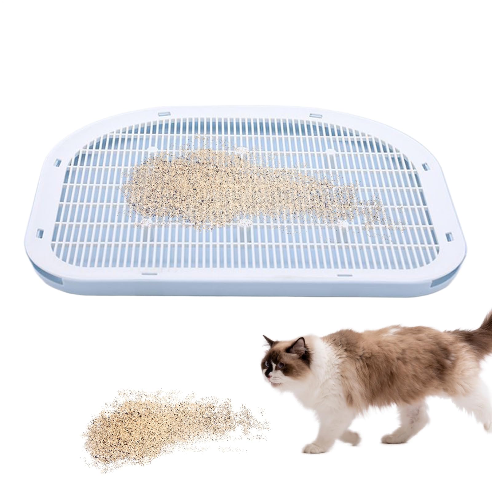 Rampe de litière chat surélevée pour stopper les grains au sol avec double couche facile à nettoyer