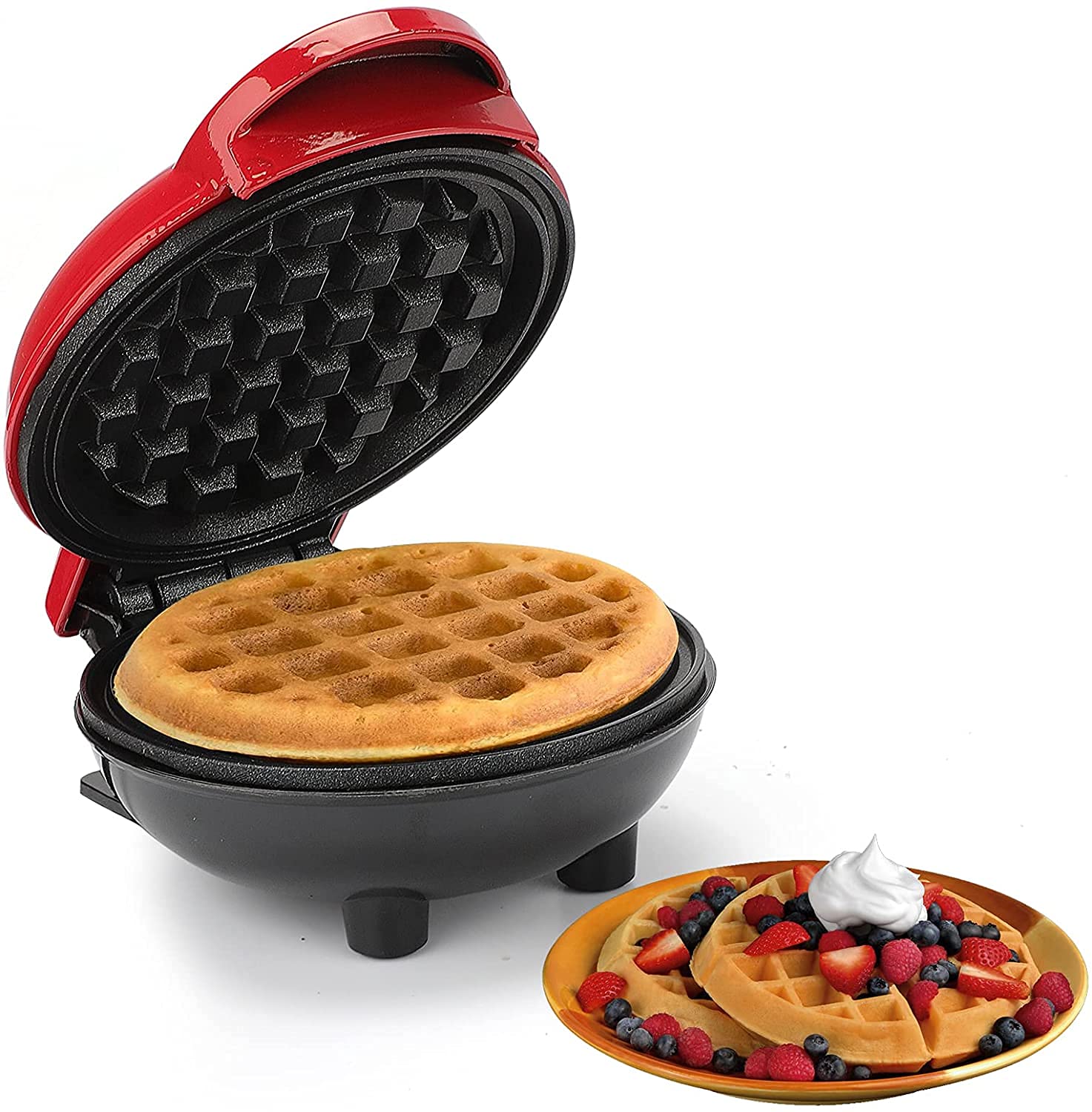 Candora Mini Waffle Maker for Individual Waffles,Hash Browns,Paninis,Lunch, Snacks,or Other on The go Breakfast