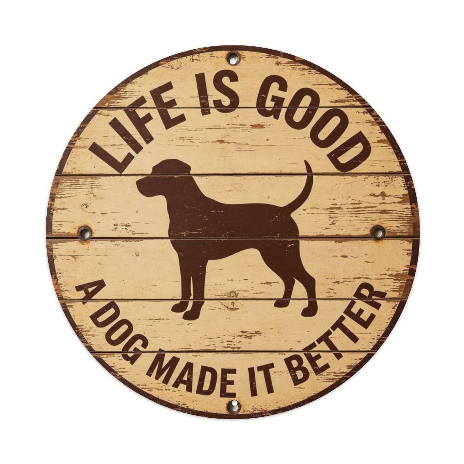 Life Is Good A Dog Made It Better Metal Tin Sign Plaque