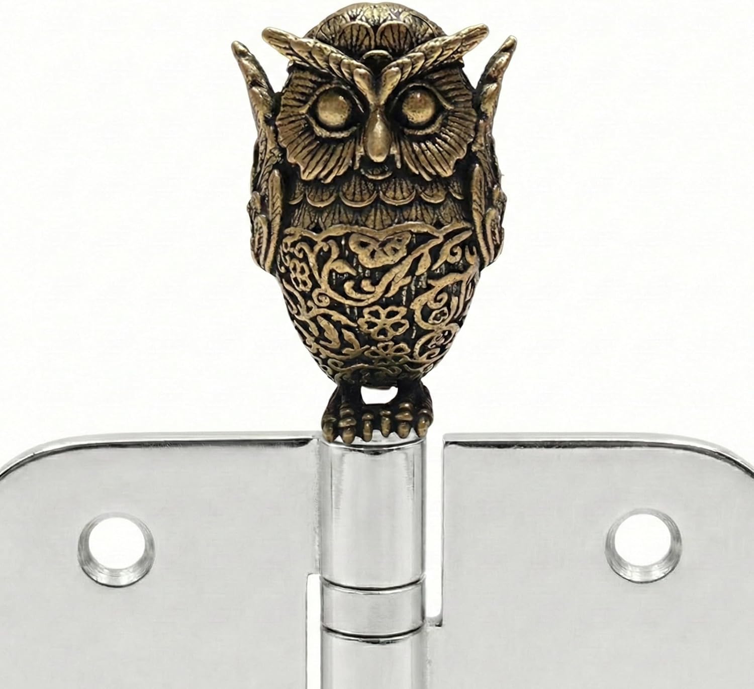 Magnetic Brass Owl Hinge Toppers Set of 3 – Italian Zinc Alloy Precision Die-Cast Door Accents for Renovated Vintage Homes, Dark Wood Doors, Kids Rooms & Housewarming Gifts