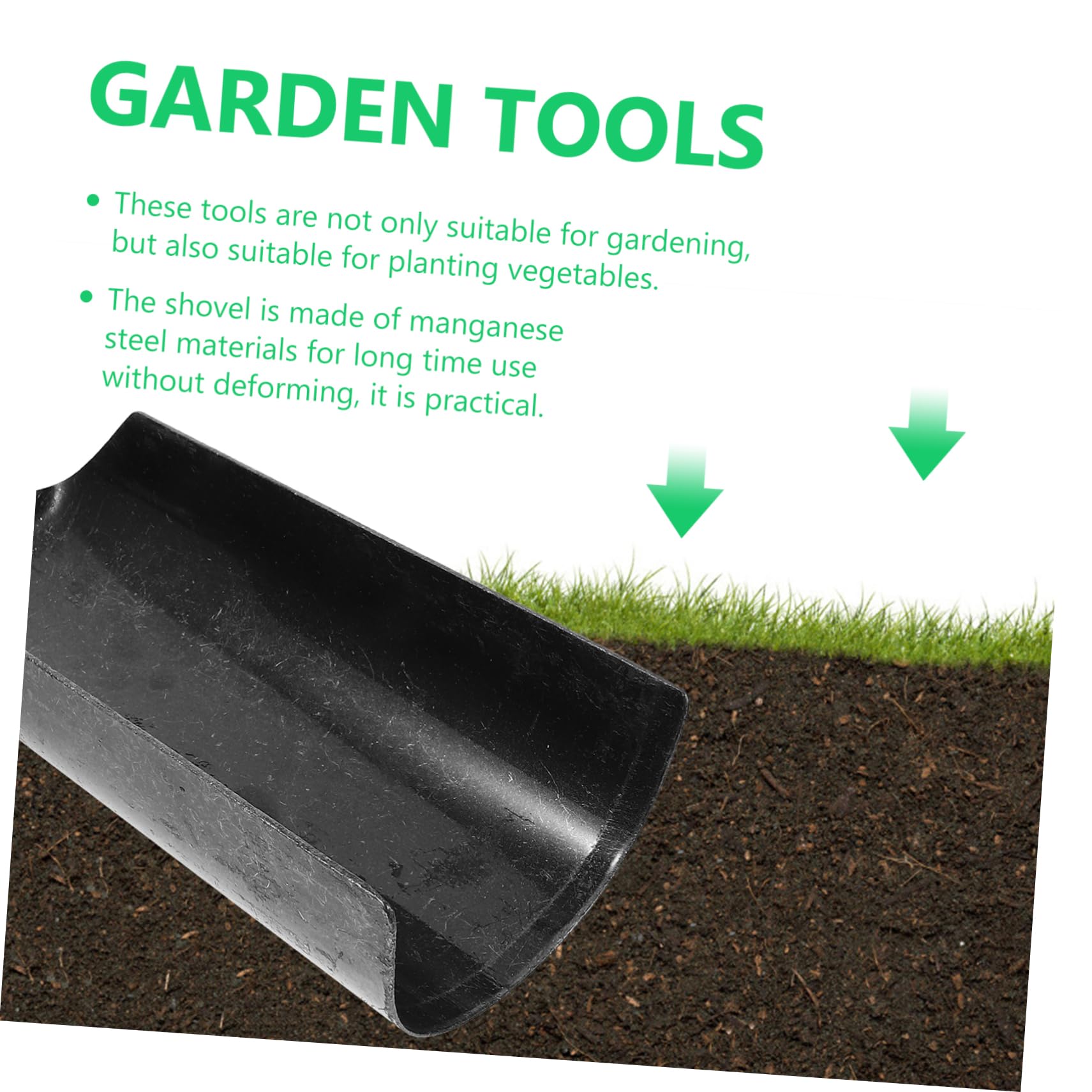 Pala da Giardino in Acciaio al Manganese, Nero, Robusta | Scavo e Trapianto, Impugnatura Rinforzata, Taglio Radici Metalliche, Attrezzo Manuale
