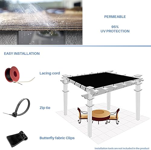 Miniatura 6 de E&K Sunrise - Rollo de tela para sombra solar de 12 x 2 pies, para pérgola, patio, jardín, terraza, invernadero (marrón)