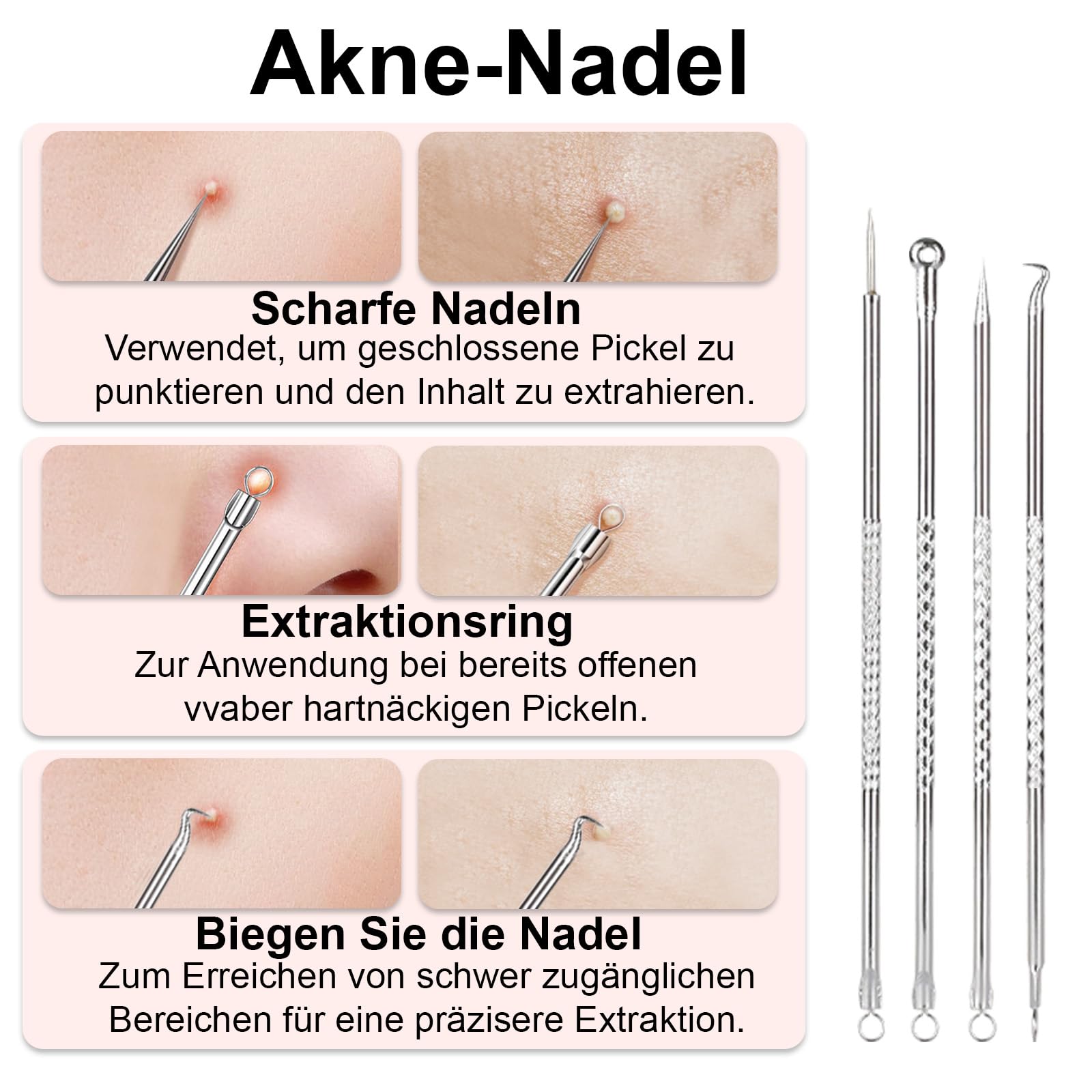 Mitesserentferner Porenreiniger Porensauger mit Sichtbarem Wassertank 4 Nadeln, 6 Aufsätze 3 Heizstufen, Elektrisches Pickel Ausdrücken Werkzeug 5 Modi,Wiederaufladbarer Blackhead Remover für Skincare