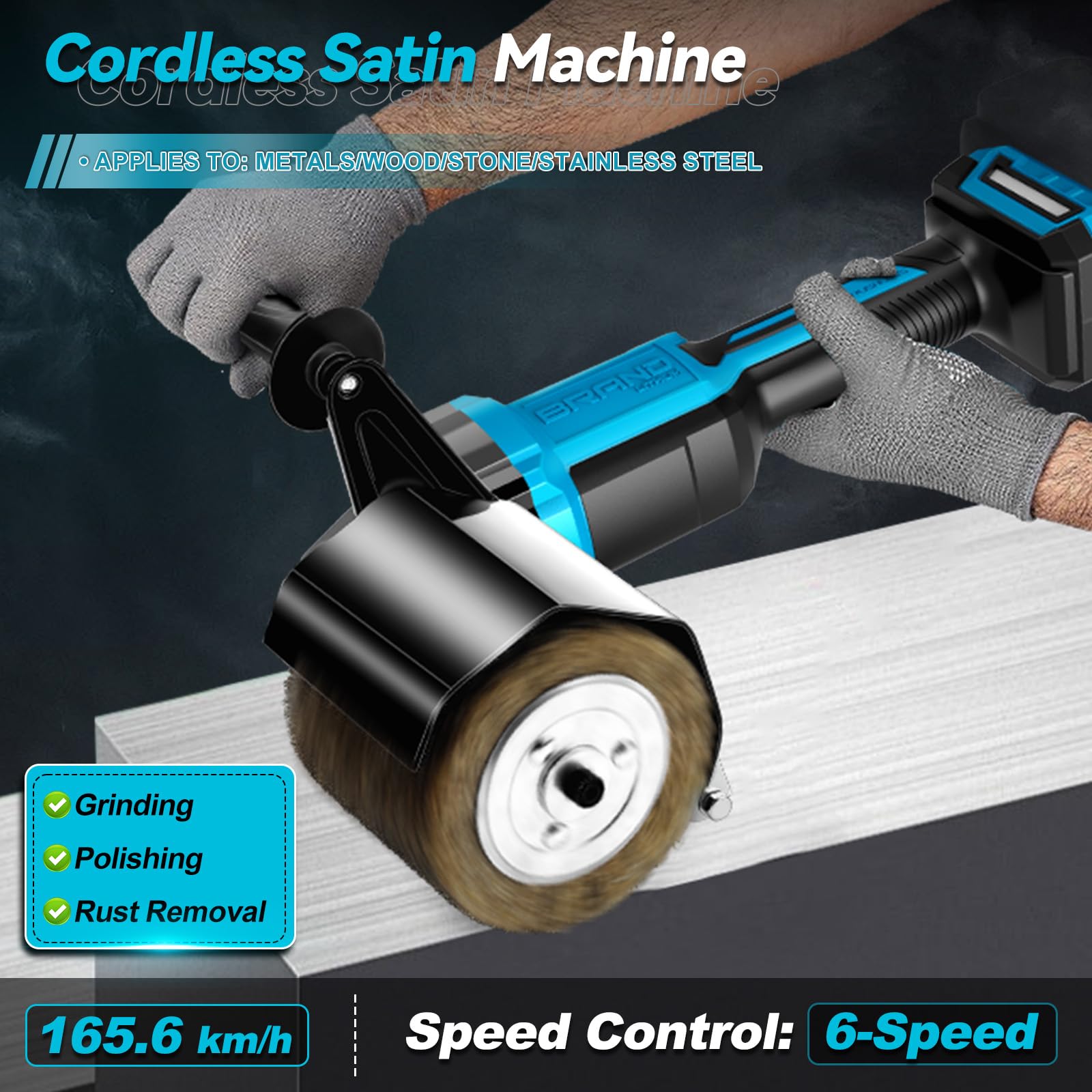 Satijnen machine, borstelslijper, hout, compatibel met Makita 18 V