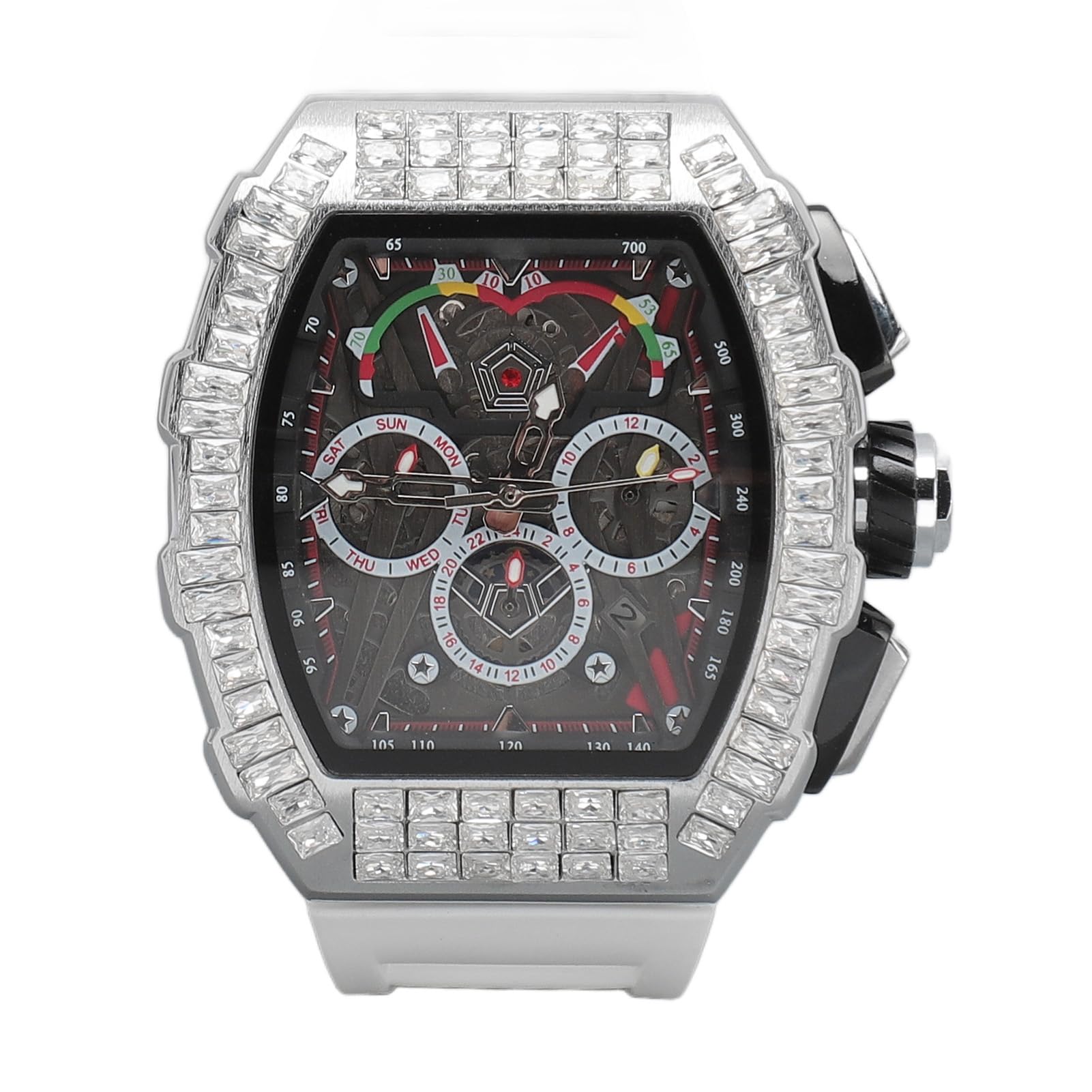 Domary Herren-Armbanduhr mit Quarz-Chronograph, 43 Mm, Hohles Zifferblatt,