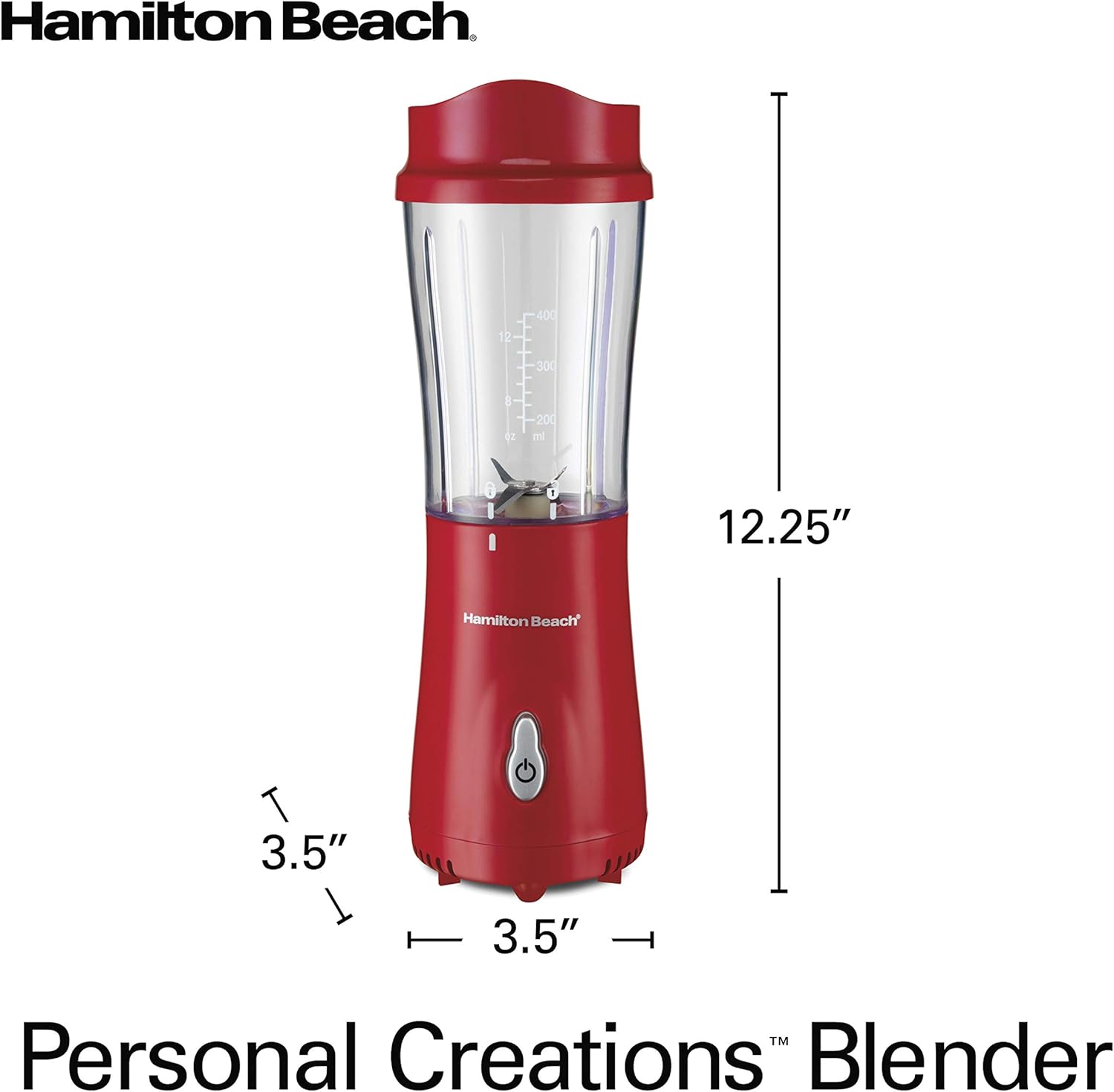 Hamilton Beach Personal Blender for Shakes and Smoothies with BPA-Free Portable 14oz Travel Jars, 14 oz, Red: Electric Countertop Blenders: Home & Kitchen