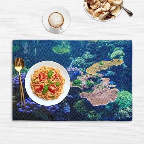 Miniatura 6 de Ocean Pattern Decor Placemats Set of 4 Table Mats Washable Placemat Waterproof Place Mats for Party Home Dining Table Decor 18x12 in