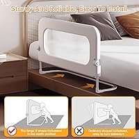 Vista 5 de Barandilla de protección para cama de bebé para niños pequeños, altura ajustable de 59 pulgadas, barandilla de cama abatible, barandilla lateral