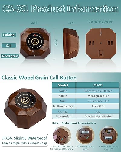 Miniatura 5 de Sistema de buscapersonas para restaurantes de más de 1600 pies Sistema de llamadas inalámbrico con 1 pantalla de visualización1 control remoto2