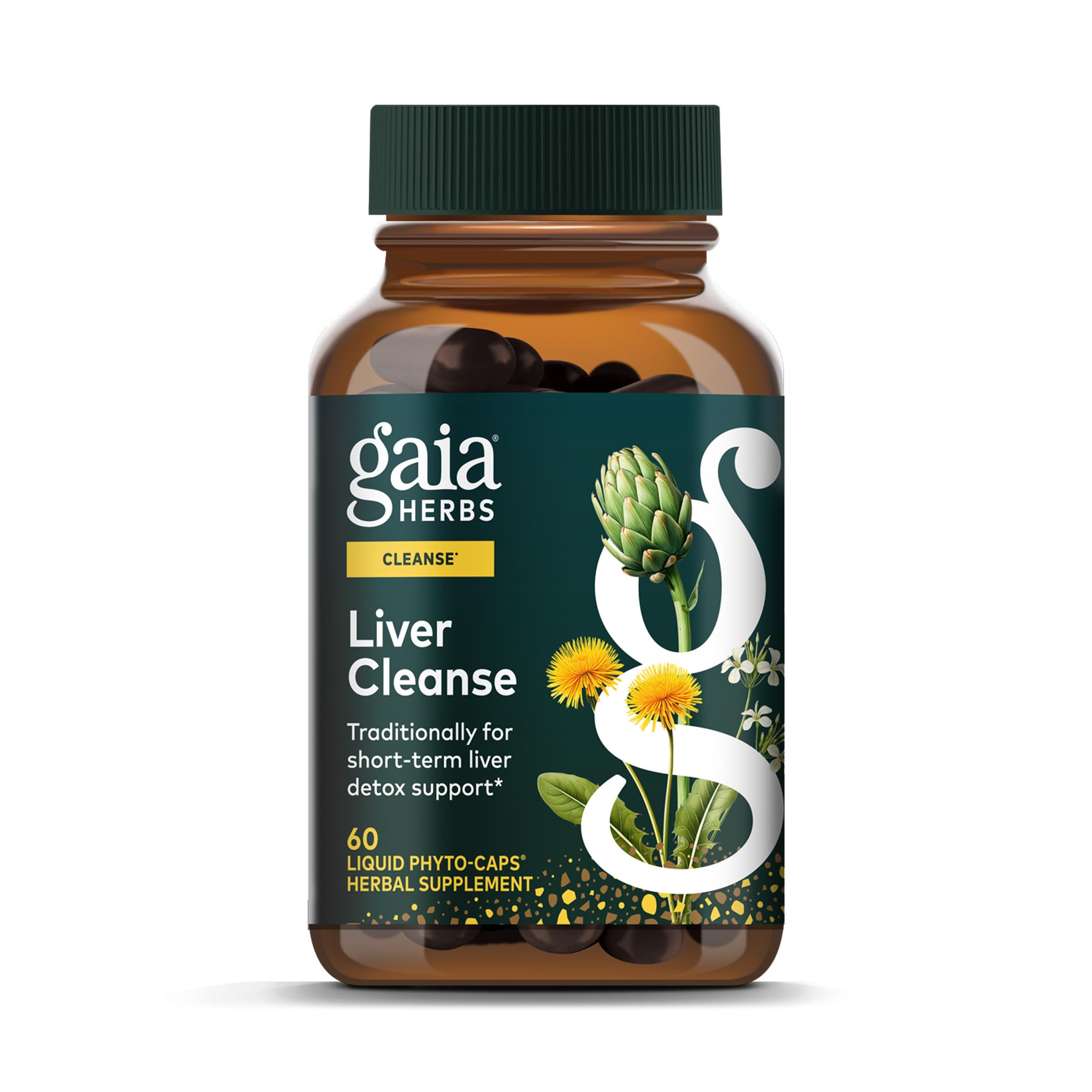 Gaia Herbs Liver Cleanse - Liver Health Support Herbal Supplement with Milk Thistle, Burdock, Turmeric Curcumin, Dandelion, and More - 60 Vegan Liquid Phyto-Caps (30 Servings)