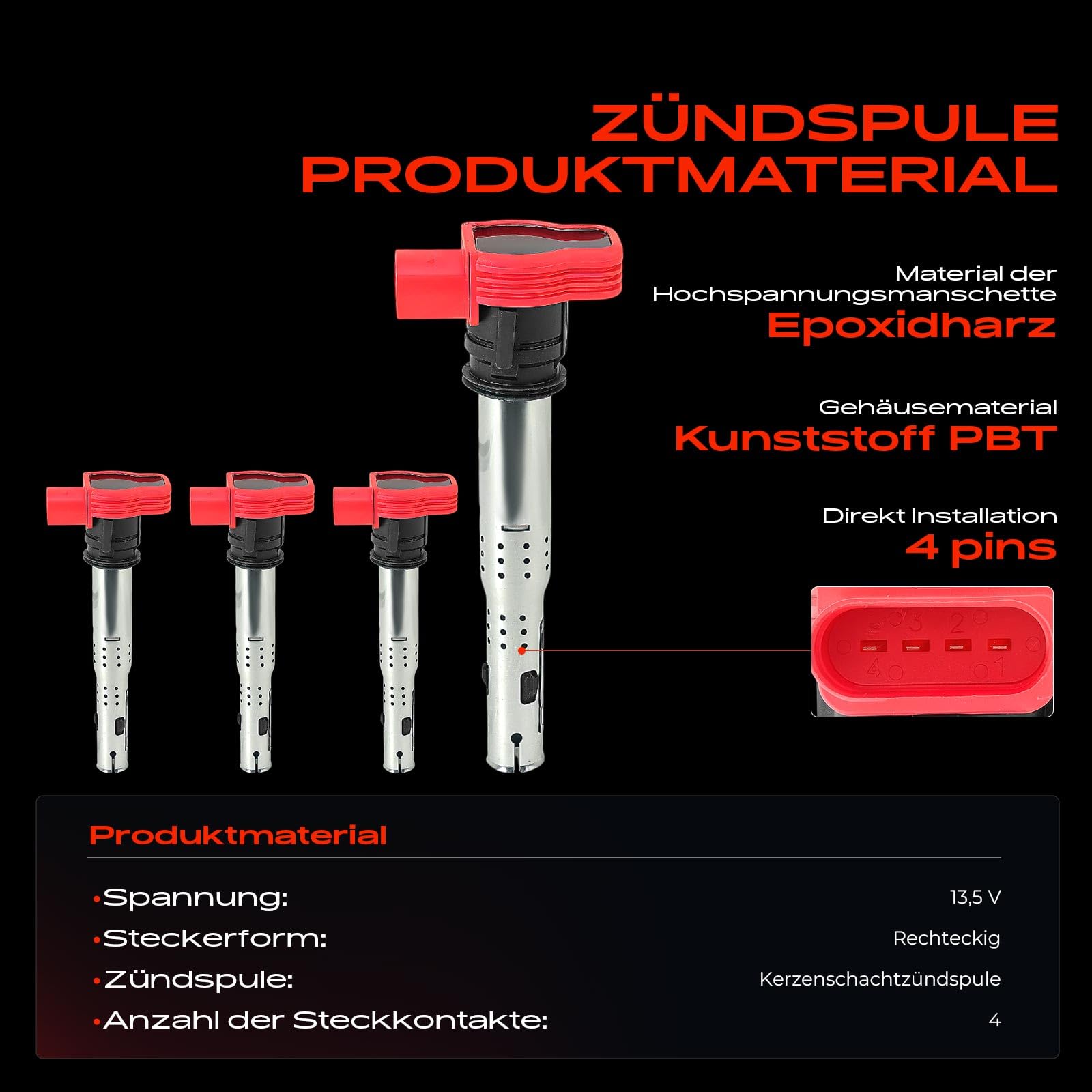 Frankberg Juego de 4 bobinas de encendido y bujías para gasolina | Compatible con: R8 Spyder 427 429, A4 8EC, A8 4E2 4E8, C.a.y.e.n.n.e 92A, A5 Sportback 8TA, A6 Allroad 4GH 4GJ, Q7 4LB