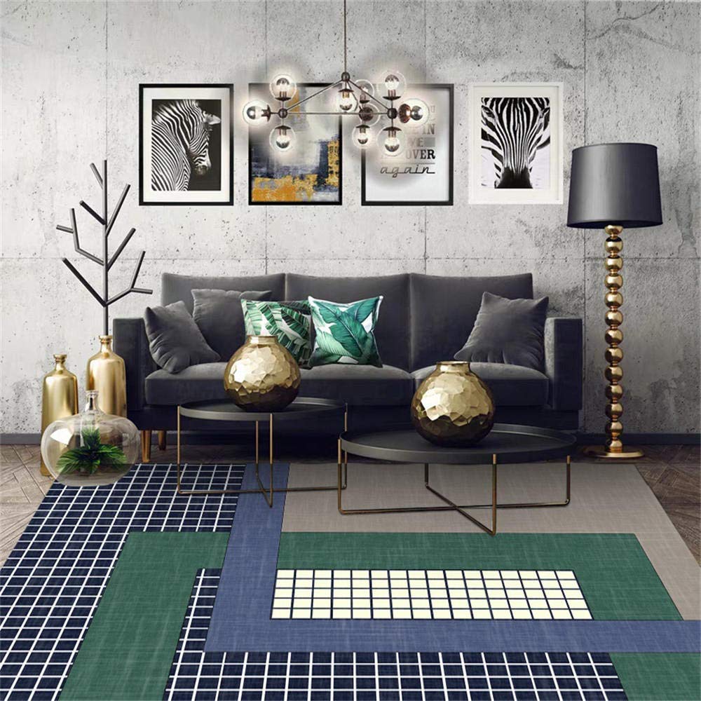 Tapis de chambre facile à nettoyer grand tapis lavable treillis 100x160