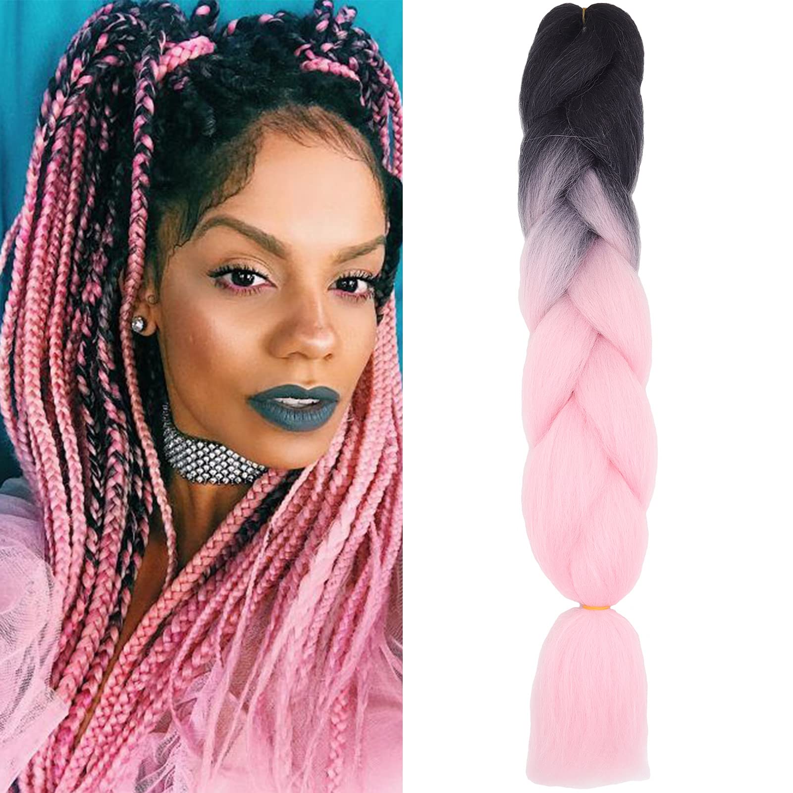 24inch Jumbo Braids Hair Extensions Ombre Braiding Hair Synthetic 3Pieces/lot Crochet Twist High Temperature African Box Braids, Sapphire Blue — view 51