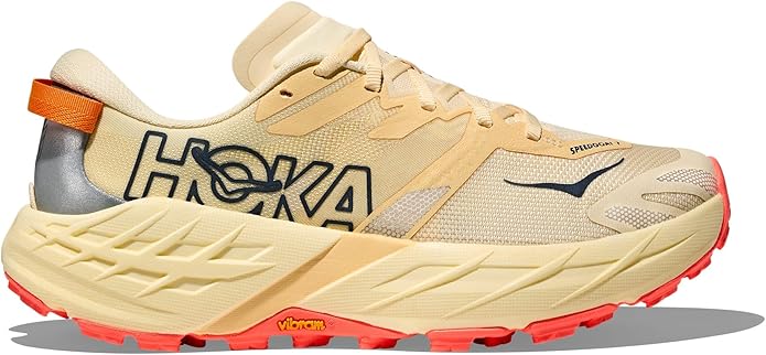 Hoka Speedgoat 7 Women's Trail Running Shoe — top-down view showing seamless RPET woven upper