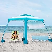 Vista 7 de AMMSUN Beach Cabana, 6.2'×6.2' Beach Canopy, Easy Set up and Take Down, Cabana Tent with Sand Pockets, Instant Sun Shade with Side Wall, Gradient